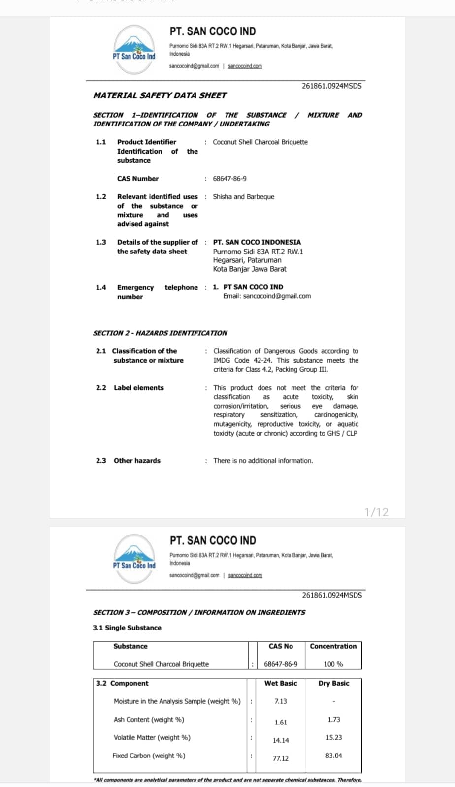 Material Safety Data Sheet